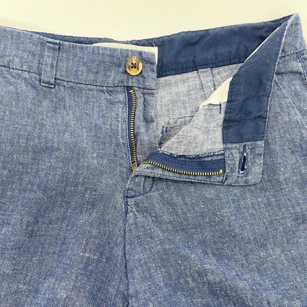 Old Navy Everyday Short Women 4 Dark Chambray Linen Blend Minimal Coastal Beach
